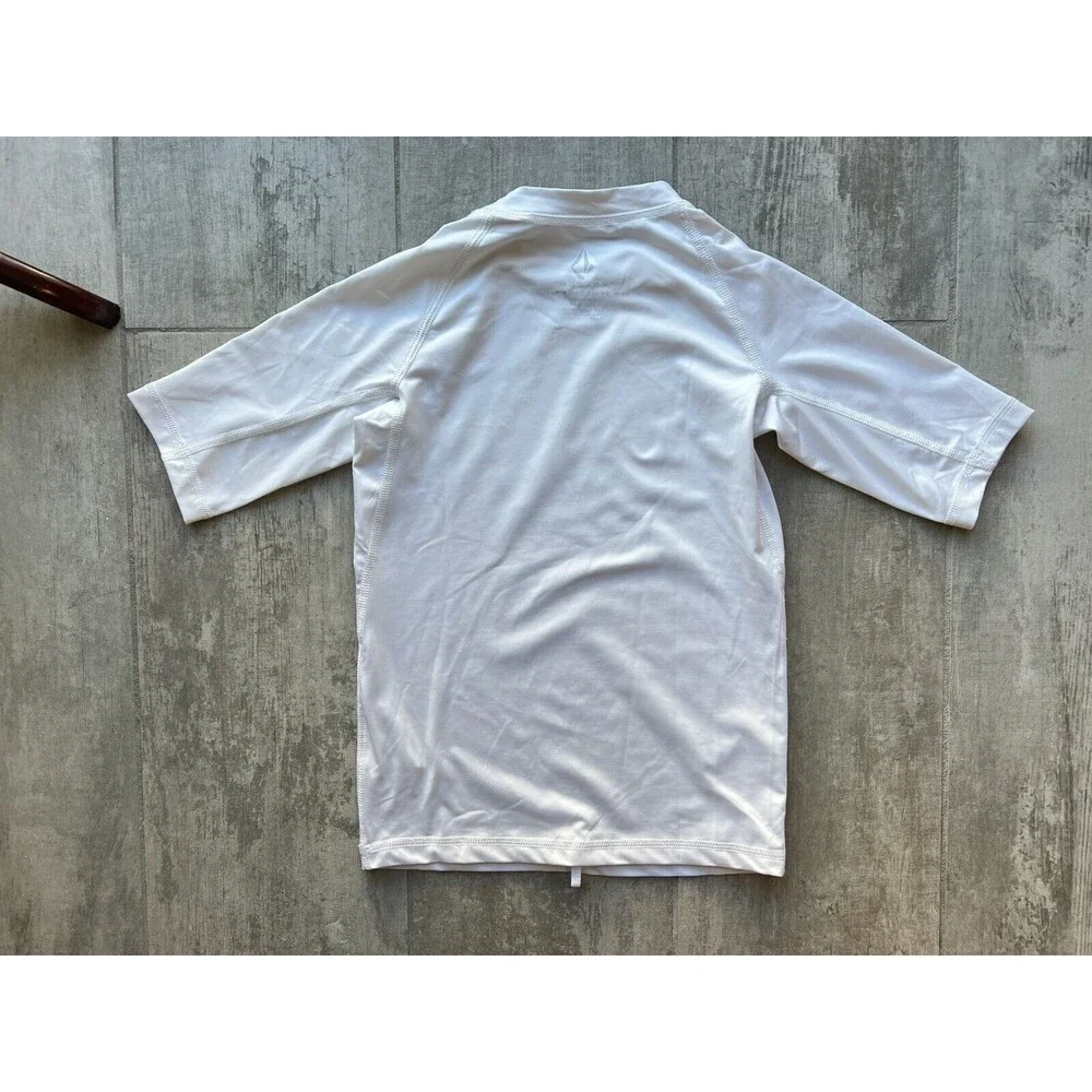 VOLCOM Boys Youth LIDO White Short Sleeve Rashguard Sun Protection UPF 50+ M 10